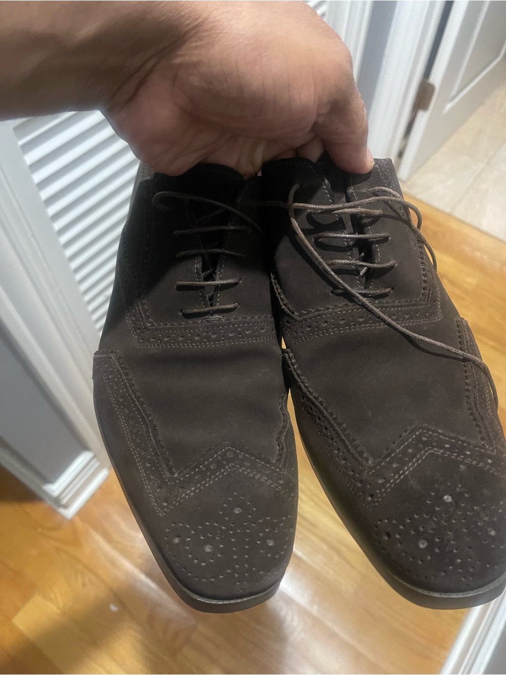 Vintage Prada Men's Dark Brown Suede Wingtip Dress Shoes Sz 9 - Picture 3 of 16